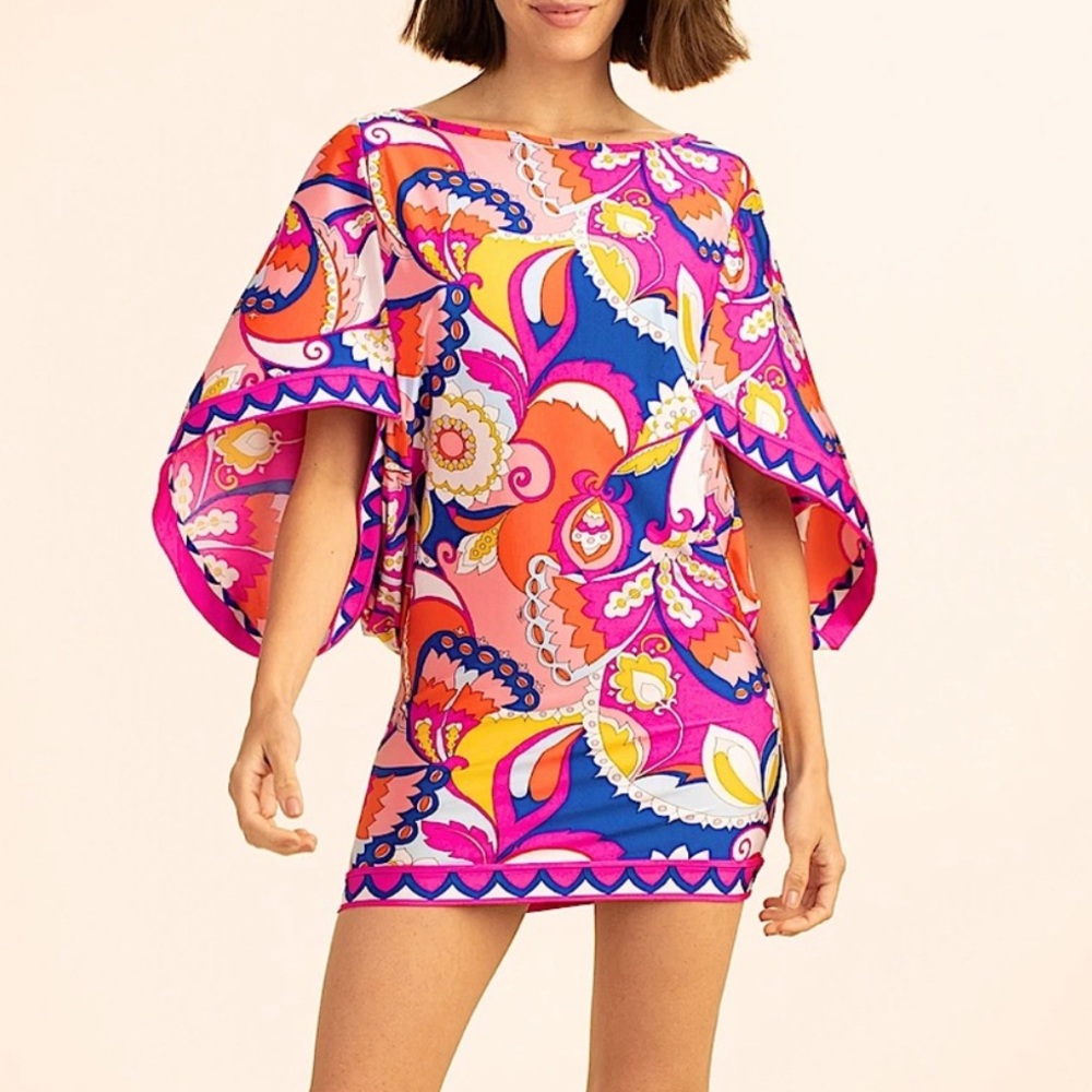 🆕 HP🥳 TRINA TURK  | SEVILLA DRAPE-SLEEVE FLORAL TUNIC  SZ S